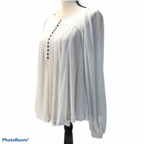 Free People Pleated Top with Balloon Sleeves - Picture 5 of 6
